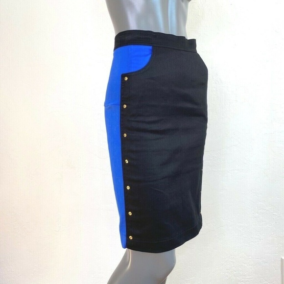Kenzo Dresses & Skirts - Kenzo Colorblock Twill Pencil Skirt Cobalt Black 4
